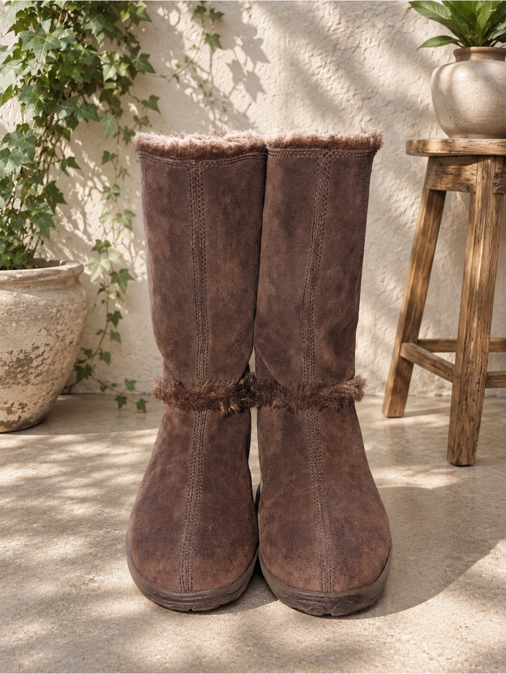 Timberland Brown Suede Faux-Fur-Trim Mid-Calf Winter Boots